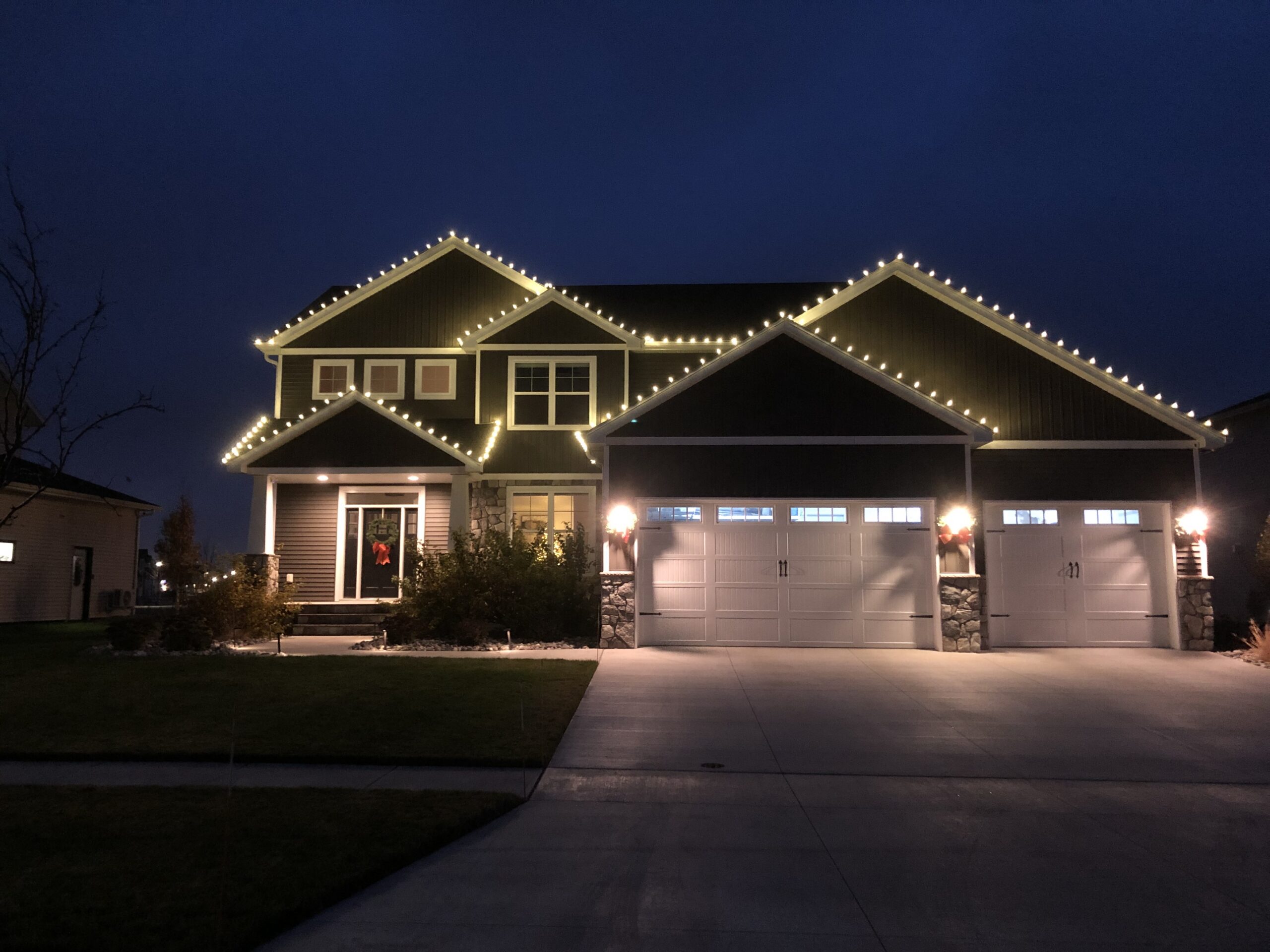 Christmas light installation project in Fargo, ND
